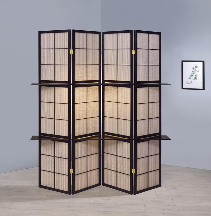 Iggy - 4-Panel Room Divider Folding Shoji Screen - Cappuccino - Atlantic Fine Furniture Inc