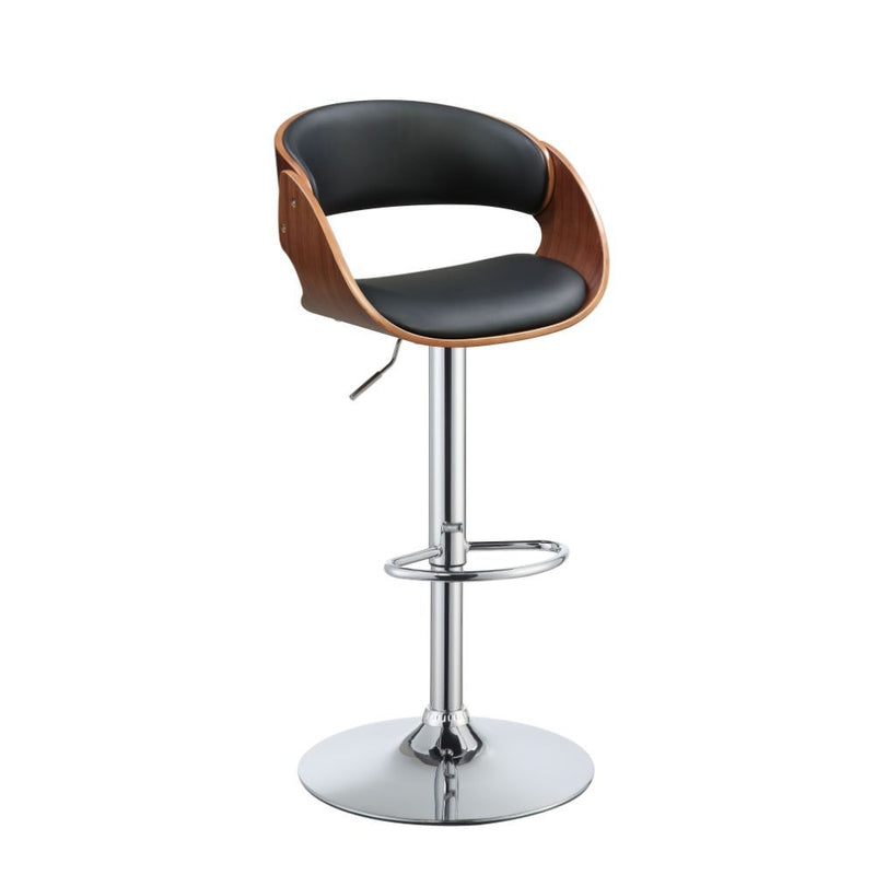 Camila - Stool - Black PU & Walnut - 44"