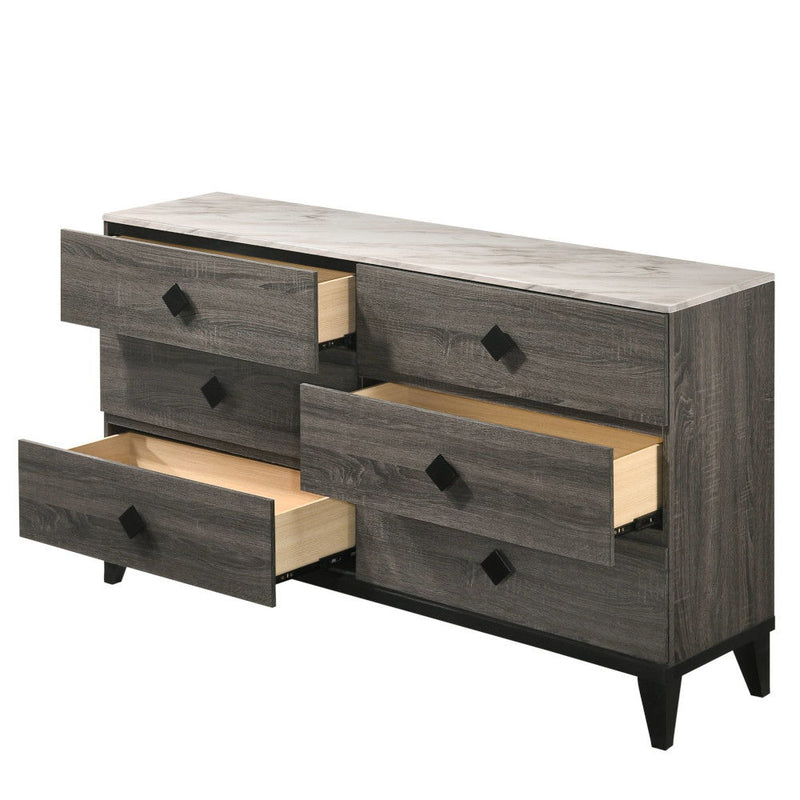 Avantika - Dresser - Faux Marble & Rustic Gray Oak