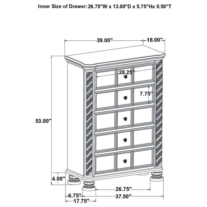 Emmett - 5-Drawer Bedroom Chest - Walnut