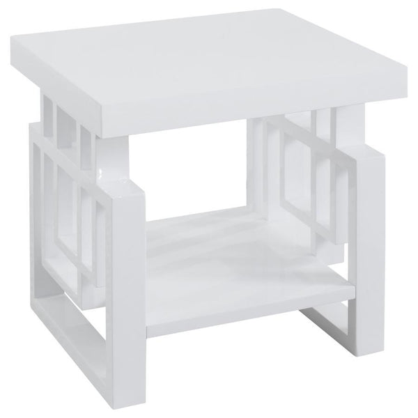 Schmitt - Rectangular Side End Table - White High Gloss - Atlantic Fine Furniture Inc