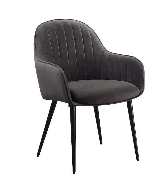 Caspian - Side Chair (Set of 2) - Dark Gray Fabric & Black Finish