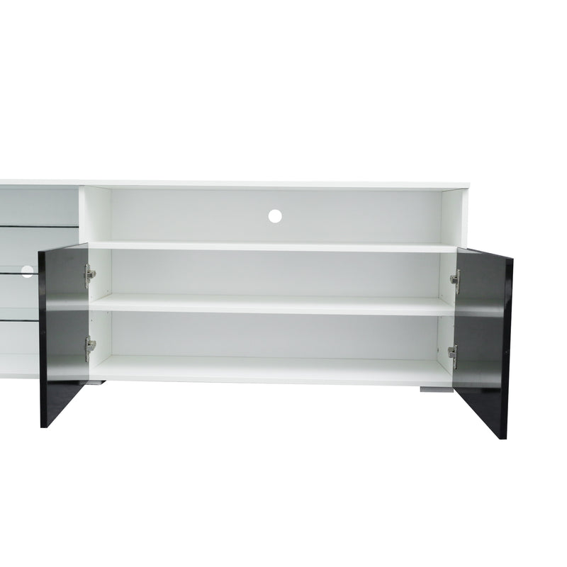 TV Stand High Gloss Doors Modern TV Stand LED(White/Black)