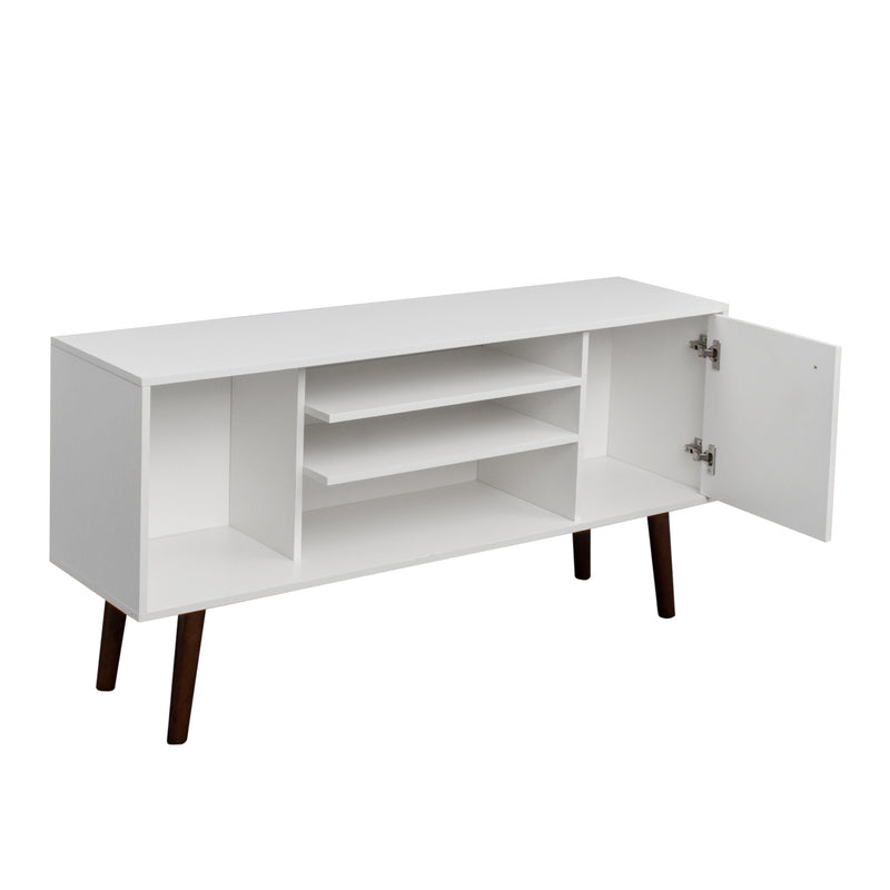 TV Stand Use in Living Room Furniture with 1 storage and 2 shelves Cabinet, high quality particle board,White