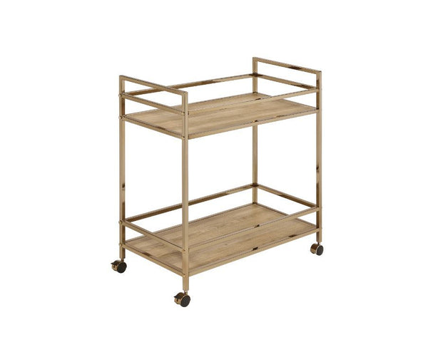 Barb - Serving Cart - Natural & Champagne Finish