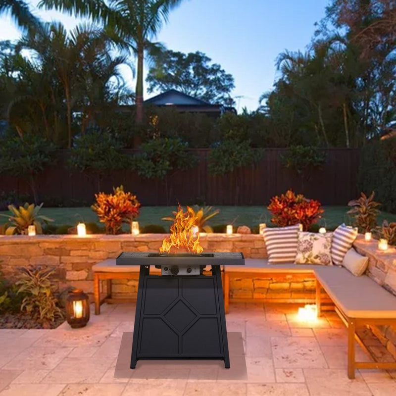 28'' Outdoor 40,000BTU Auto-Ignition Propane Gas Fire Table with Waterproof Cover - Atlantic Fine Furniture Inc