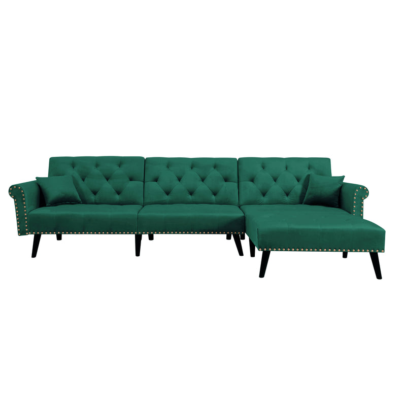 Convertible Sofa bed sleeper GREEN velvet (same as W223S00707。Size difference, See Details in page.)