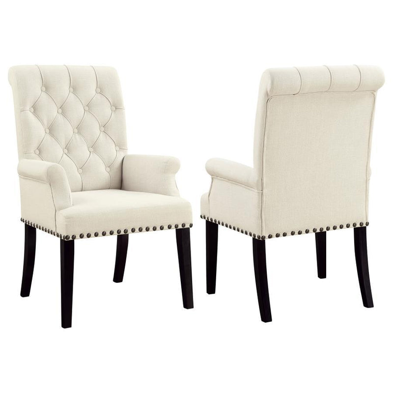 Alana - Fabric Upholstered Dining Arm Chair - Beige