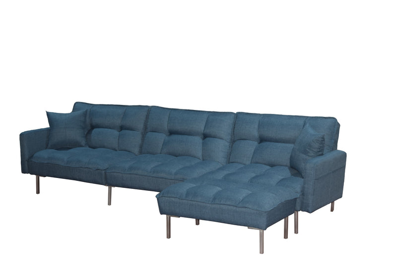 Sectional sofa couch sleeper blue