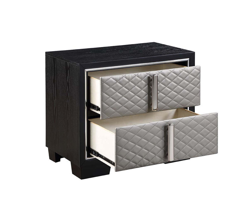 Nicola - Nightstand - Silver PU & Black Finish