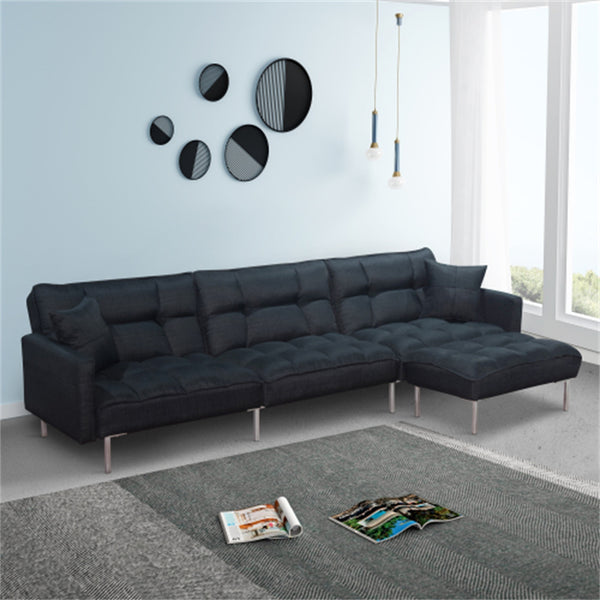 Sectional sofa couch sleeper black