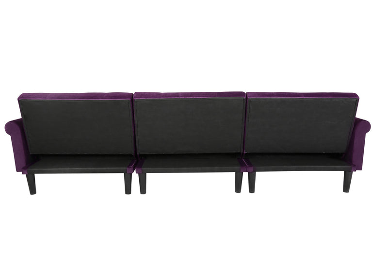 Convertible Sofa bed sleeper Purple velvet（W223S00001、W223S00455、W223S00711）