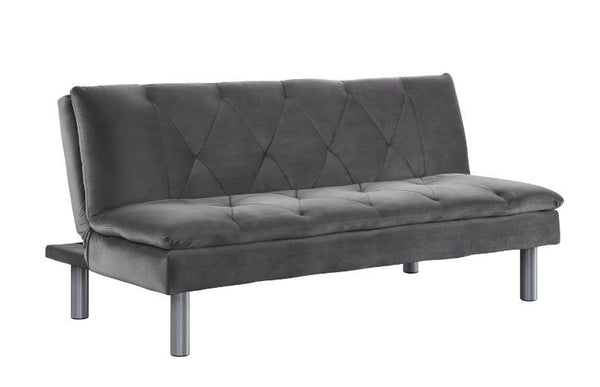 Cilliers - Futon - Gray Velvet & Chrome Finish - Atlantic Fine Furniture Inc