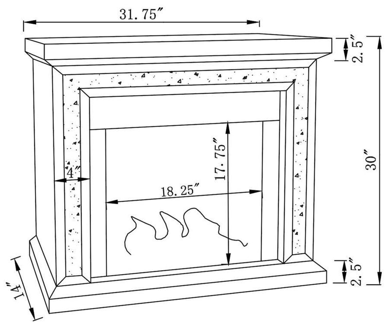 Lorelai - Mirrored Freestanding Electric Fireplace - Silver