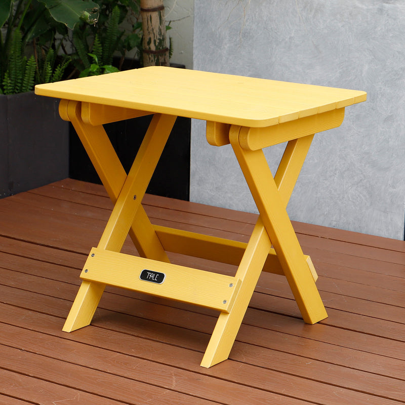 TALE Adirondack Portable Folding Side Table Square All-Weather and Fade-Resistant Plastic Wood Table Perfect for Outdoor Garden, Beach, Camping, Picnics Yellow