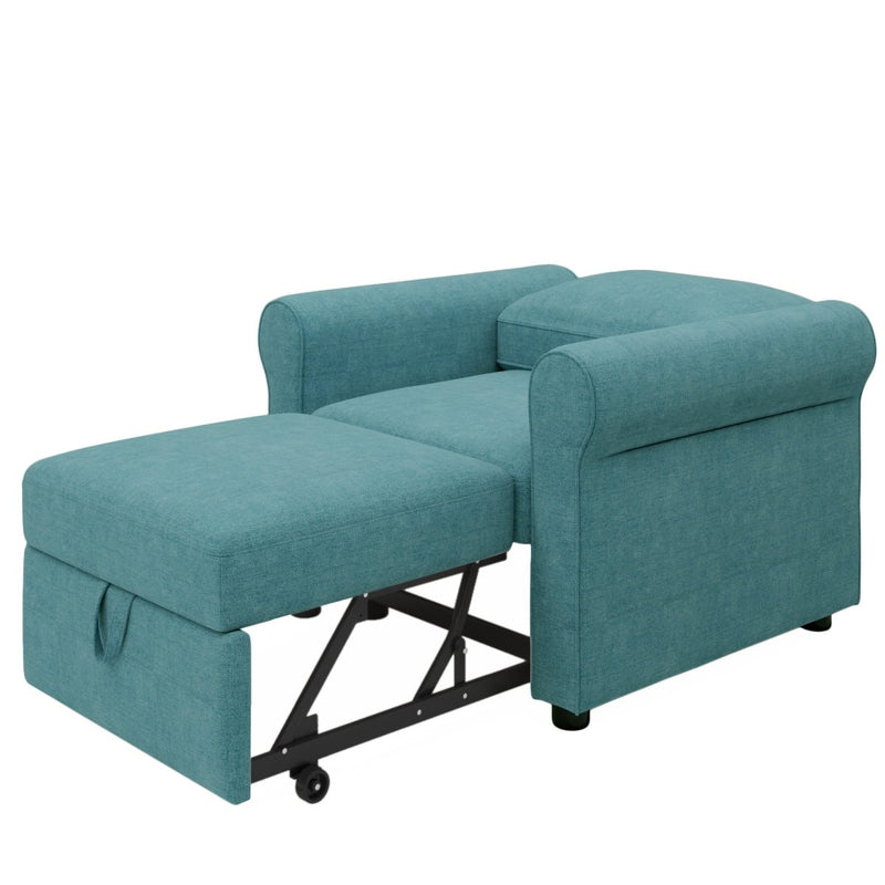 3-in-1 Sofa Bed Chair, Convertible Sleeper Chair Bed,Adjust Backrest Into a Sofa,Lounger Chair,Single Bed,Modern Chair Bed Sleeper for Adults,Teal - Atlantic Fine Furniture Inc