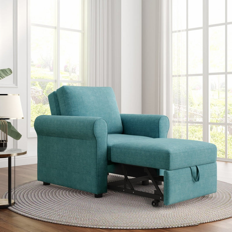 3-in-1 Sofa Bed Chair, Convertible Sleeper Chair Bed,Adjust Backrest Into a Sofa,Lounger Chair,Single Bed,Modern Chair Bed Sleeper for Adults,Teal - Atlantic Fine Furniture Inc