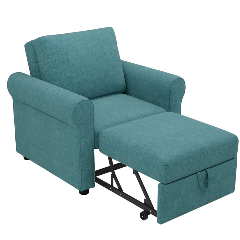 3-in-1 Sofa Bed Chair, Convertible Sleeper Chair Bed,Adjust Backrest Into a Sofa,Lounger Chair,Single Bed,Modern Chair Bed Sleeper for Adults,Teal - Atlantic Fine Furniture Inc