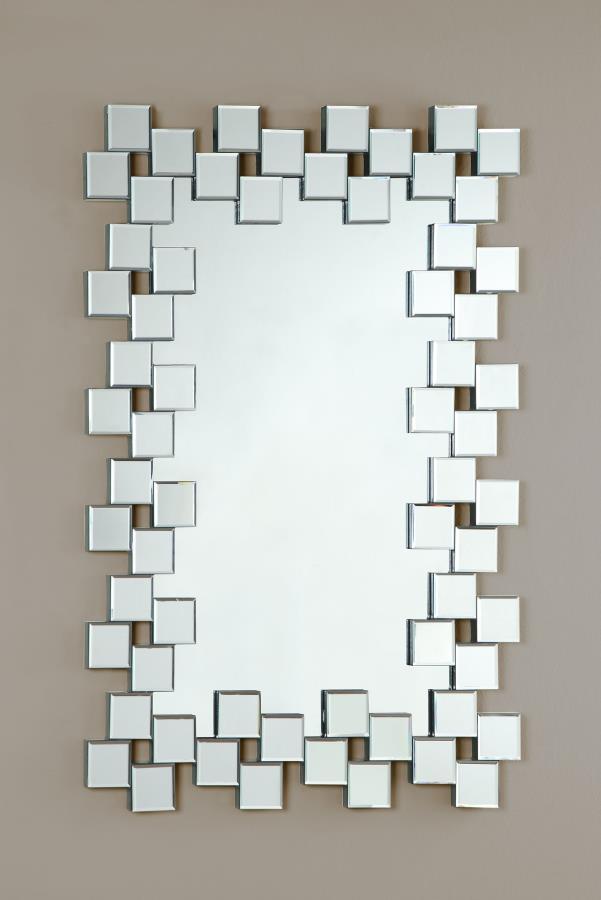 Pamela - Rectangular Frameless Wall Mirror - Silver - Atlantic Fine Furniture Inc