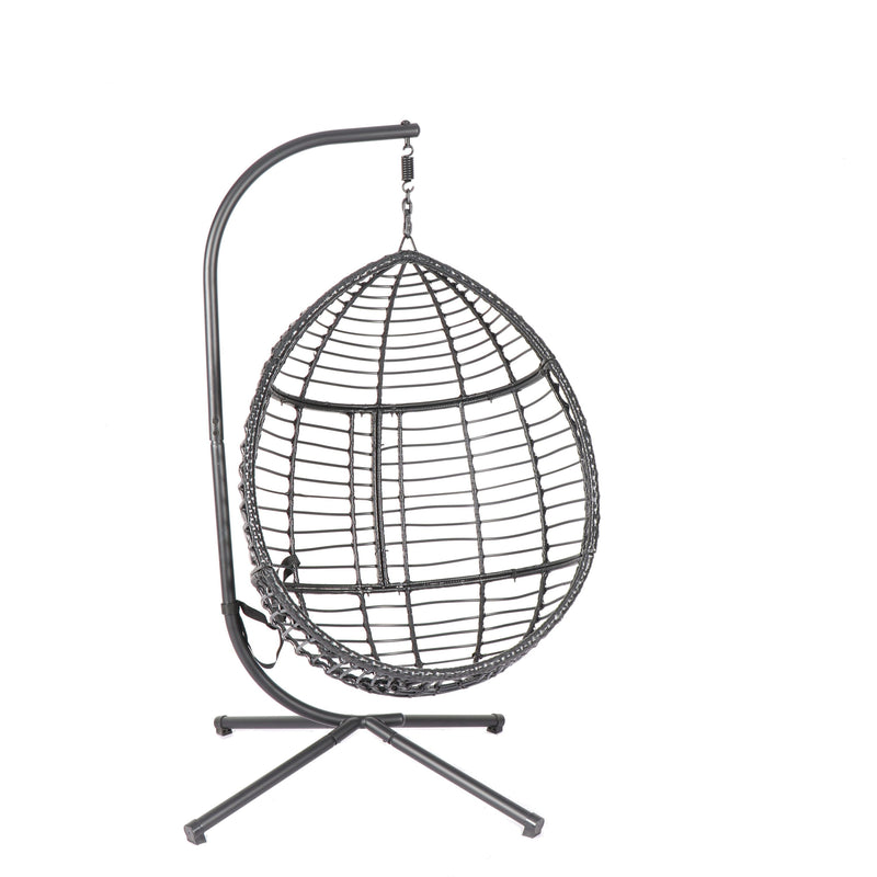 Egg Swing Chair with Stand, 300 LBS Capacity, With Comfortable Cushion, 37.4x37.4x76.77 (Grey)