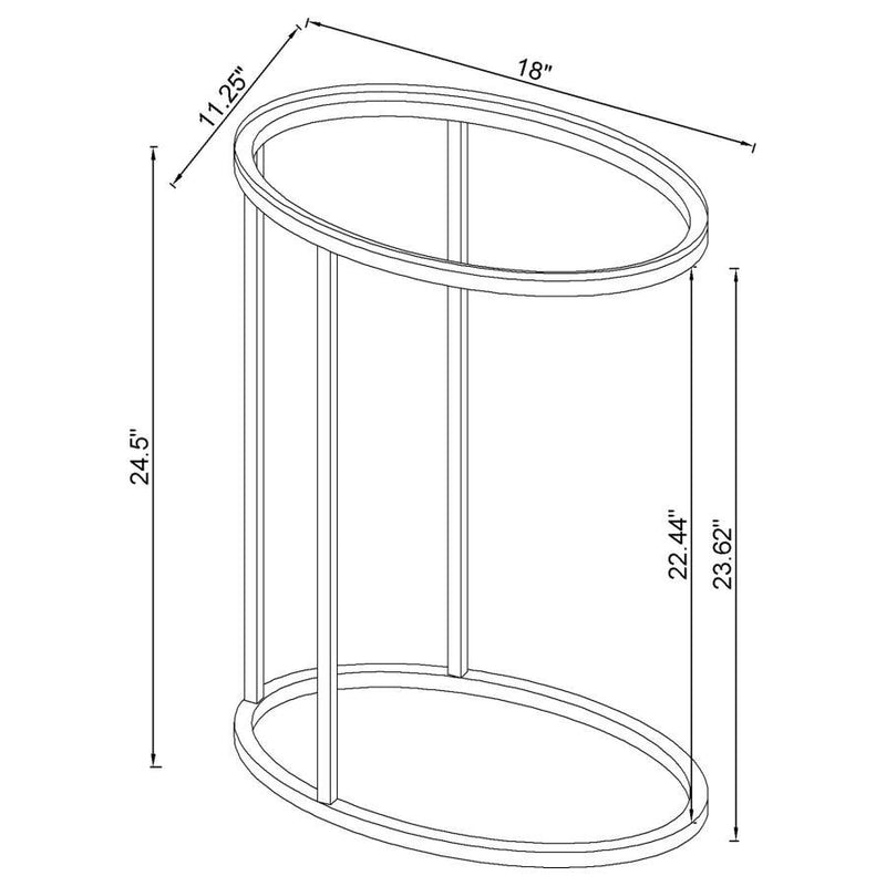 Kyle - Oval Glass Top C-Shaped Sofa Side Table - Chrome