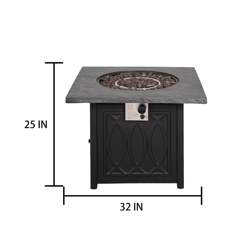 35'' Outdoor 50,000BTU Auto-Ignition Propane Gas Fire Table with Waterproof Cover for Patio Courtyard Balcony - Atlantic Fine Furniture Inc