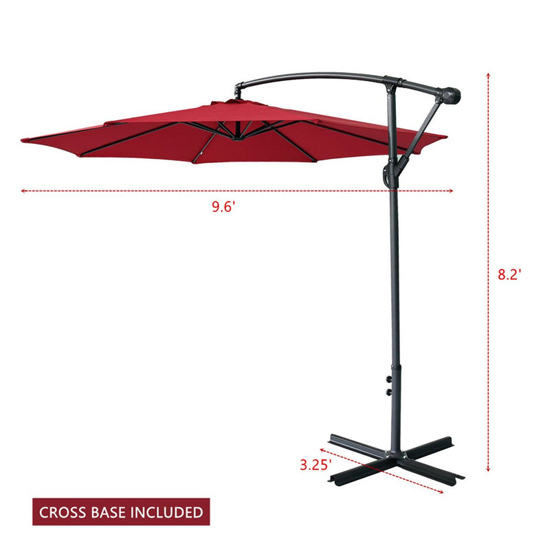 360-Degree Rotation Cantilever Hanging Patio Umbrella with Extra-large Canopy for Outdoor Use, Wine Red - Atlantic Fine Furniture Inc