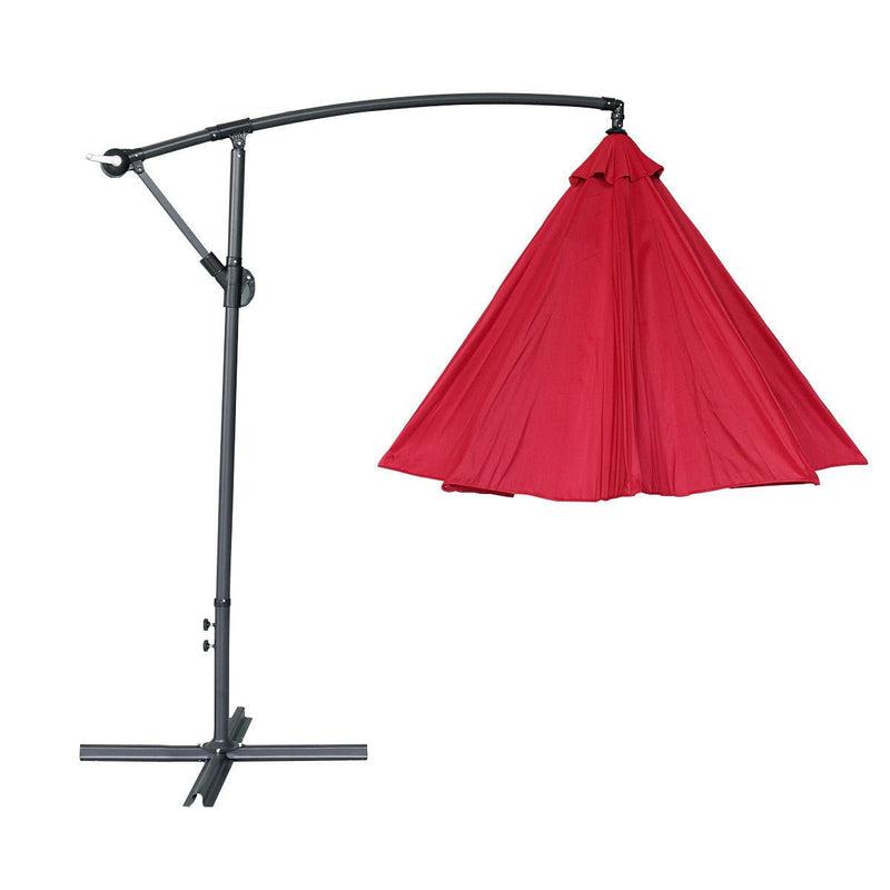 360-Degree Rotation Cantilever Hanging Patio Umbrella with Extra-large Canopy for Outdoor Use, Wine Red - Atlantic Fine Furniture Inc