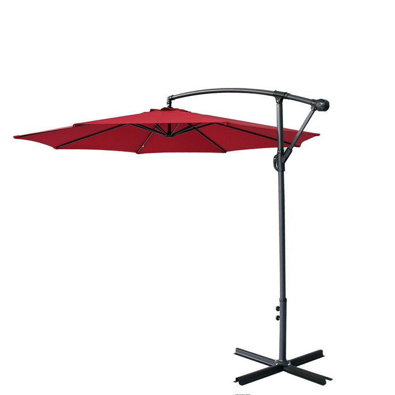 360-Degree Rotation Cantilever Hanging Patio Umbrella with Extra-large Canopy for Outdoor Use, Wine Red - Atlantic Fine Furniture Inc