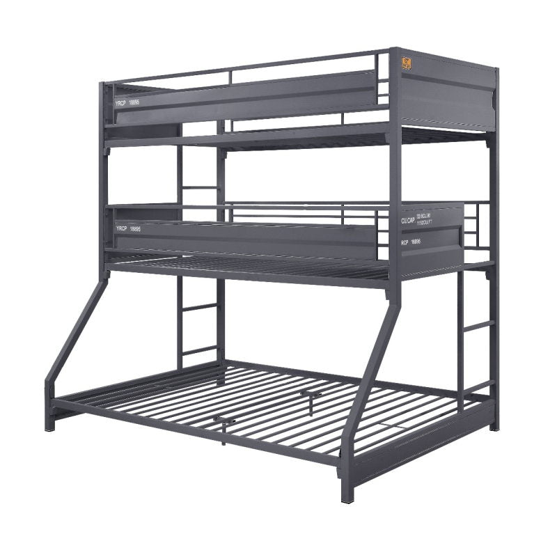 Cargo - Twin Over Twin Over Full Triple Bunk Bed - Gunmetal Finish