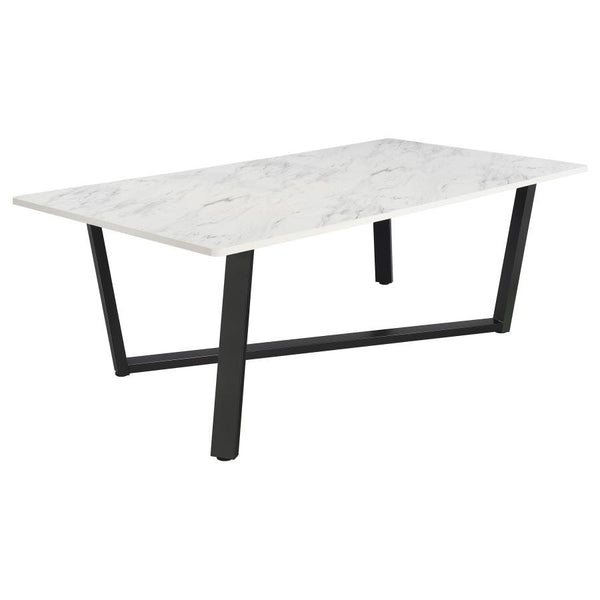 Mayer - Rectangular Faux Marble Dining Table - White - Atlantic Fine Furniture Inc