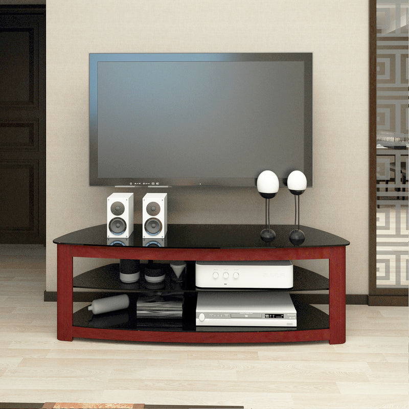 Walnut TV Stand with 2 Tier Storage Space Fits TV Up To 65 in