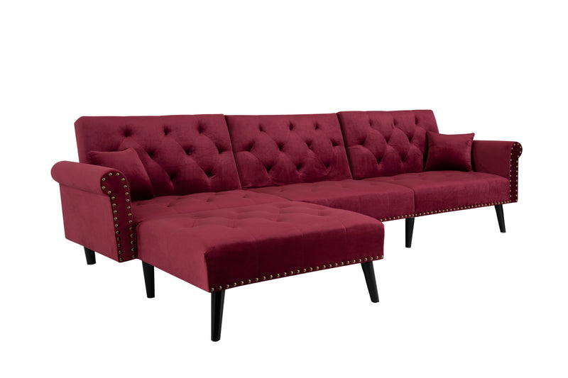 Convertible Sofa bed sleeper red velvet（W223S00006、W223S00458、W223S00873）