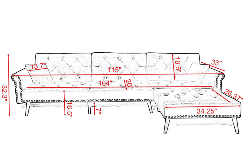 Convertible Sofa bed sleeper Light grey velvet（W223S00002、W223S00456、W223S00708）