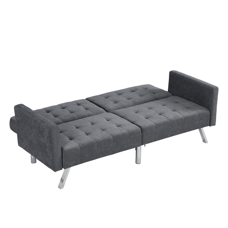 Sofa Bed Convertible Folding Dark Grey Lounge Couch Loveseat Sleeper Sofa  Armrests Living Room Bedroom Apartment Reading Room