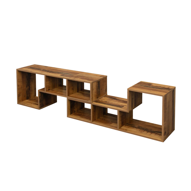 Double L-Shaped Oak TV Stand，Display Shelf ，Bookcase for Home Furniture,Fir Wood