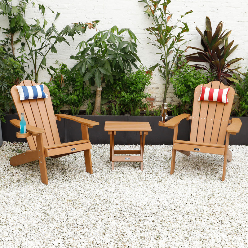 TALE Adirondack Chair Backyard Outdoor Furniture Painted Seating with Cup Holder All-Weather and Fade-Resistant Plastic Wood for Lawn Patio Deck Garden Porch Lawn Furniture Chairs Brown