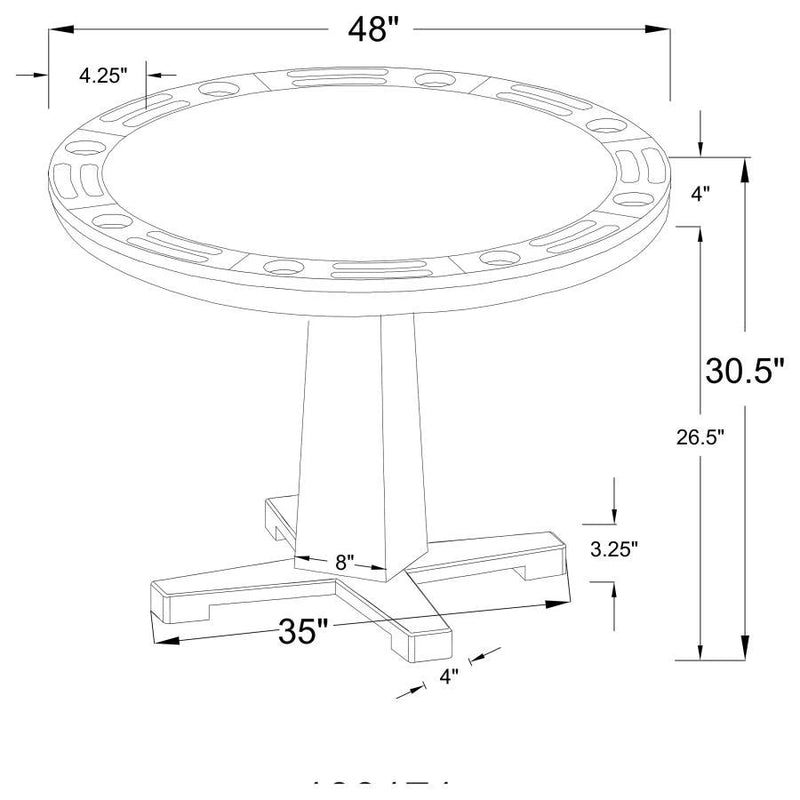 Marietta - Round Dining And Billiard Poker Game Table - Tobacco