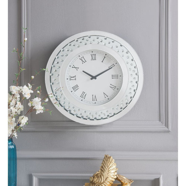 Nysa - Wall Clock - Mirrored & Faux Crystals - 20" - Atlantic Fine Furniture Inc