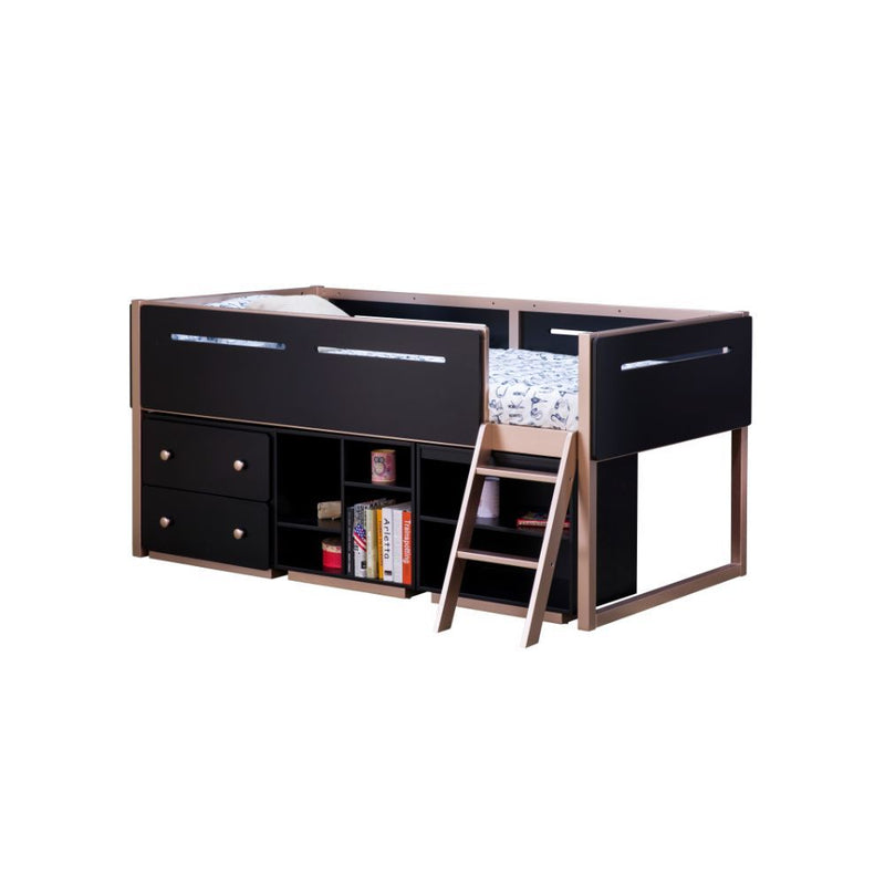 Prescott - Loft Bed - Black & Rose-Gold