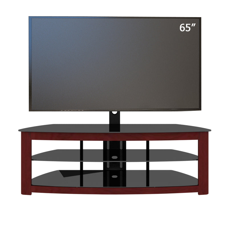 Walnut TV Stand with 2 Tier Storage Space Fits TV Up To 65 in