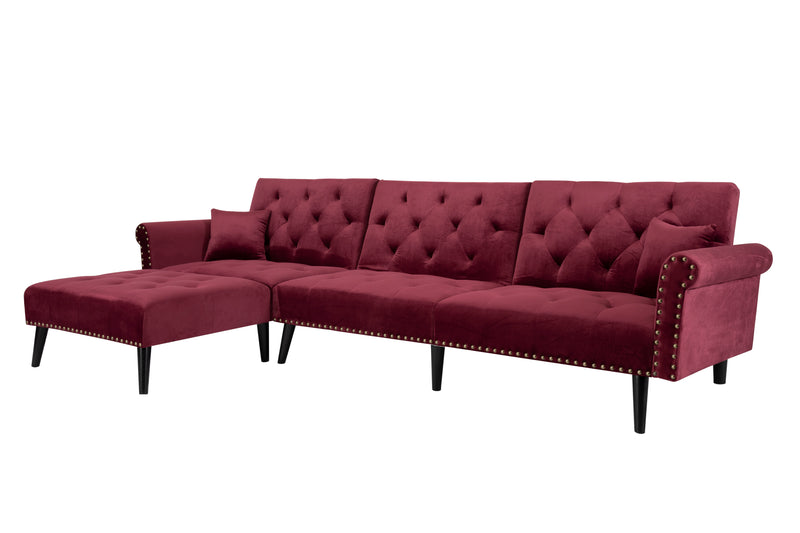 Convertible Sofa bed sleeper red velvet（W223S00006、W223S00712、W223S00458）