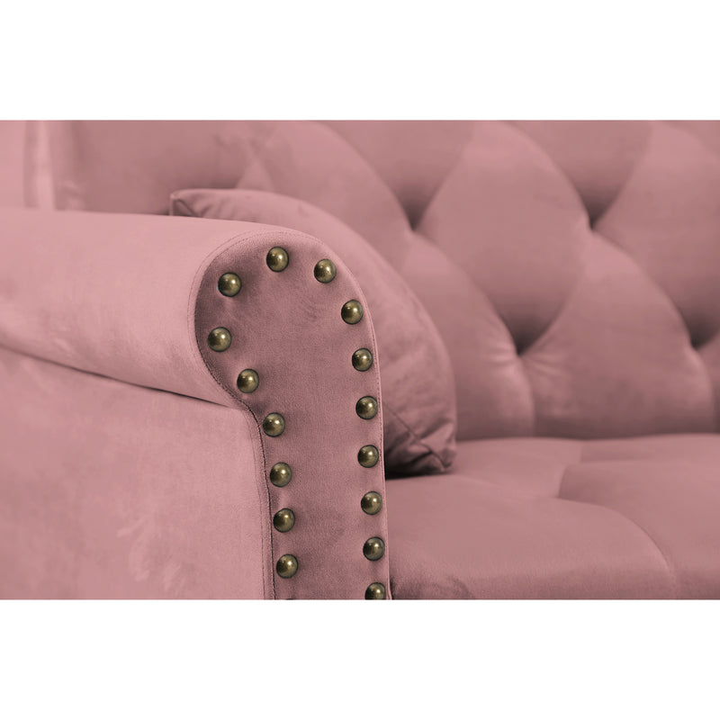 Convertible Sofa bed sleeper Pink velvet (same as W223S01595。Size difference, See Details in page.)