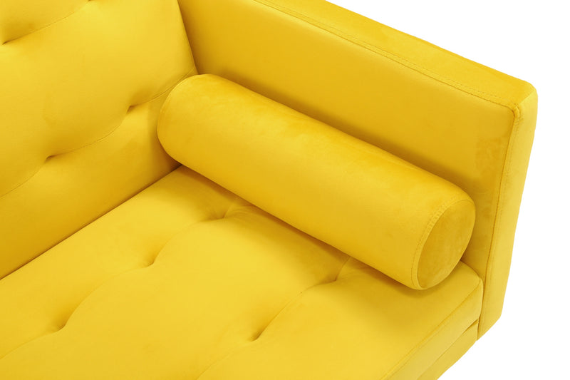 Square arm sleeper sofa Yellow Velvet ***Not available for sale on Walmart***