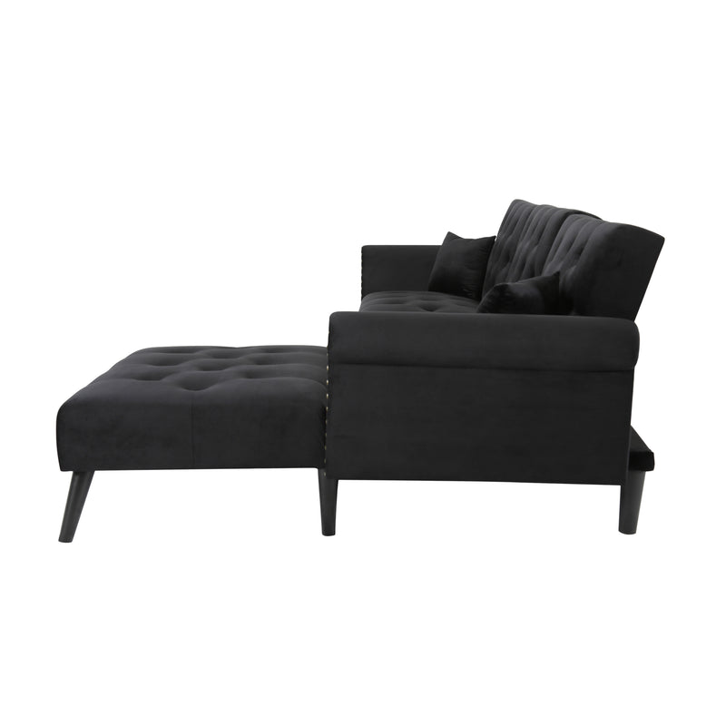 Convertible Sofa bed sleeper Navy Black velvet (same as W223S00869、W223S00706、W223S00457。Size difference, See Details in page.)