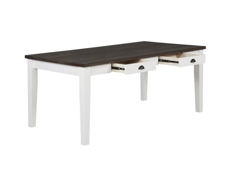 Kingman - 4-Drawer Dining Table - Distressed White - Atlantic Fine Furniture Inc