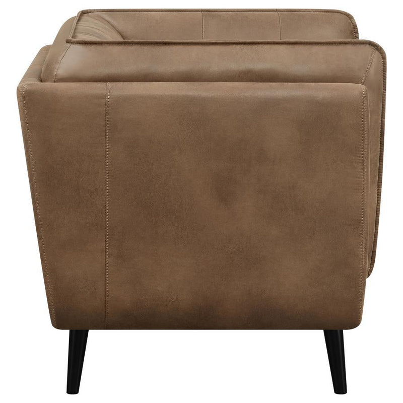 Thatcher - Upholstered Tuxedo Arm Tufted Accent Chair - Brown