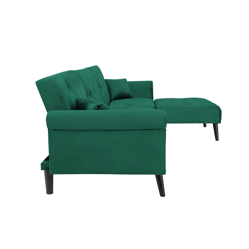 Convertible Sofa bed sleeper GREEN velvet (same as W223S00707。Size difference, See Details in page.)