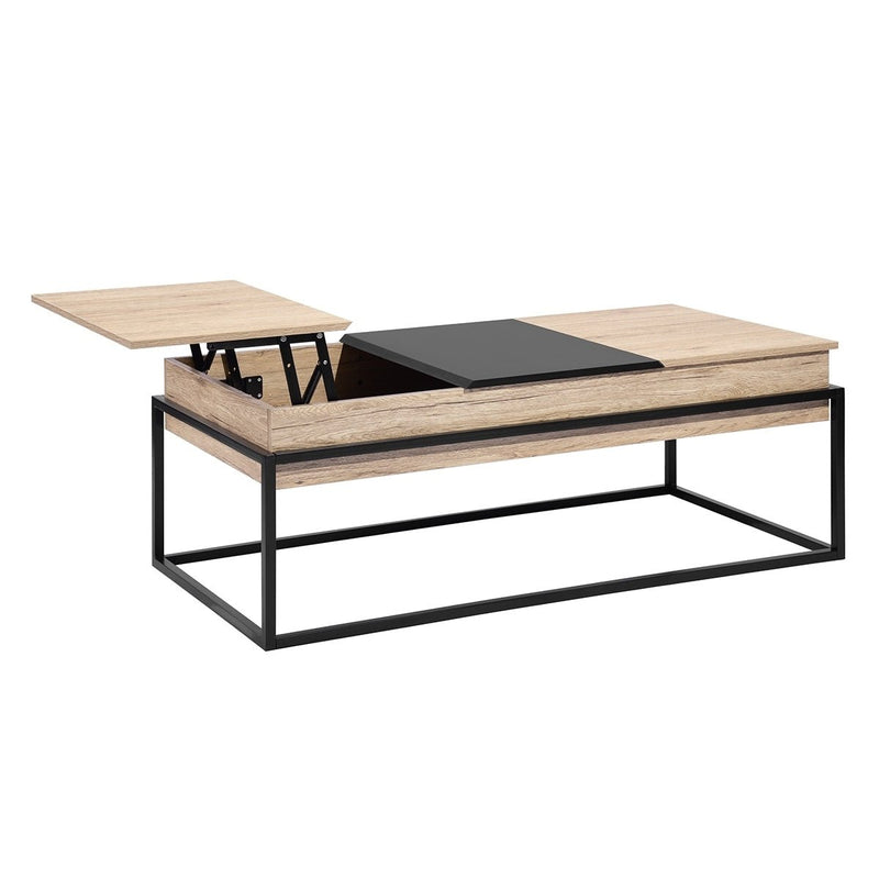 47.2" Lift Top Coffee Table, Lift Top Storage Coffee Table, Wood Lift Top Coffee Table with Storage, Oak & Black - Atlantic Fine Furniture Inc