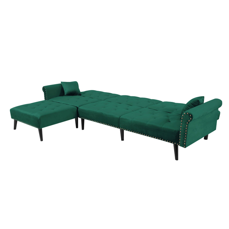 Convertible Sofa bed sleeper GREEN velvet (same as W223S00707。Size difference, See Details in page.)